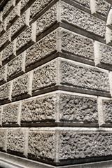 Ashlar (Bugnato in Italian), closeup of a wall made of big blocks of stones in Veneto, Italy, Europe