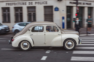 Old classic european car of 1950s in the city