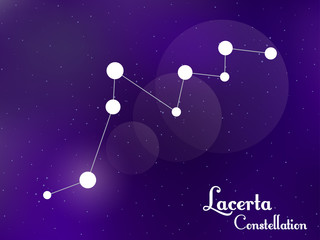 Plakat Lacerta constellation. Starry night sky. Cluster of stars, galaxy. Deep space. Vector illustration