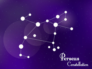 Obraz na płótnie Canvas Perseus constellation. Starry night sky. Cluster of stars, galaxy. Deep space. Vector illustration
