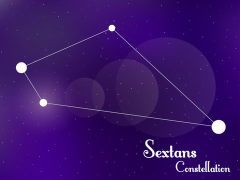 Sextans constellation. Starry night sky. Cluster of stars, galaxy. Deep space. Vector illustration