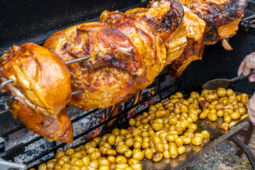 roast piglet at garden party