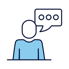 avatar silhouette with speech bubble line and fill style