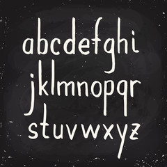 Obraz premium Hand drawn alphabet written with pen in blackboard design.