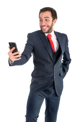 Naklejka premium Businessman with smartphone