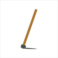 hoe to dig gardening soil. illustration for web and mobile design.