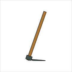 hoe to dig gardening soil. illustration for web and mobile design.
