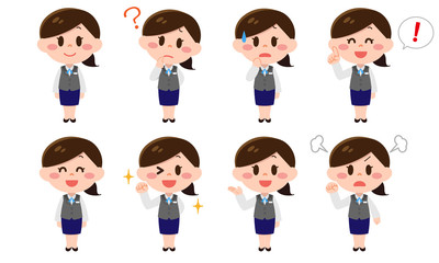 女性社員イラストセット