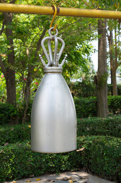 Metal Silver  Bell In Buddhish Temple.