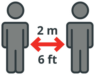 COVID-19 safety measure Keep safe social distance sign