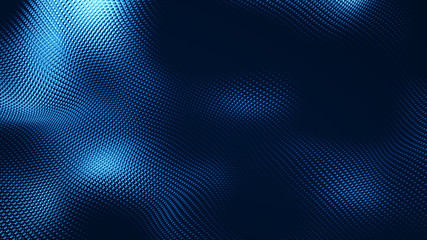 Dot white blue wave light screen gradient texture background. Abstract  technology big data digital background. 3d rendering.