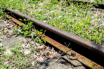 Fototapeta premium Rusty rail track rail abandoned
