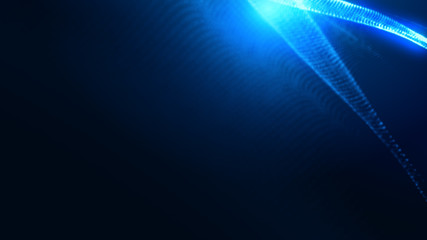 Dot blue wave light screen gradient texture background. Abstract  technology big data digital background. 3d rendering.