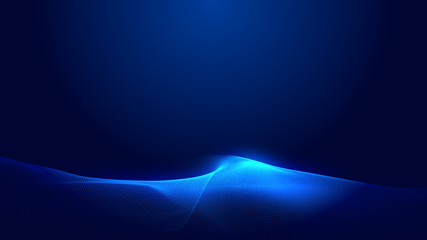 Dot blue wave light screen gradient texture background. Abstract  technology big data digital background. 3d rendering.