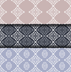Set Vector damask seamless pattern background. Ornament silhouette. Tribal victorian style.