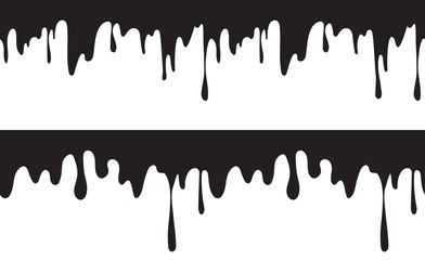 Current ink seamless pattern. Isolated dripping oil or black liquid, petrol vector background. Ink drip and blob paint, splatter and splash, splattered silhouette illustration