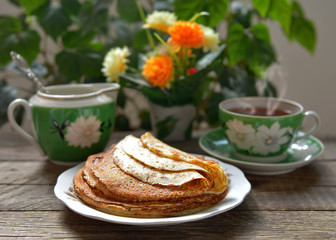 Baked pancakes on a plate