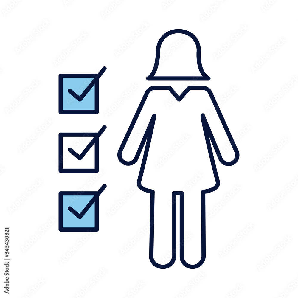 Poster female avatar with check list line and fill style