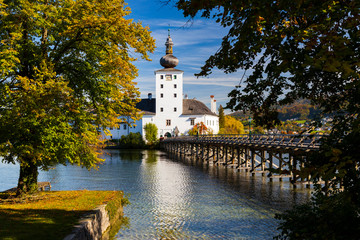 Gmunden castle on lake, Austria