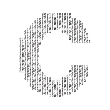 Letter C made from binary code digits. Technology background