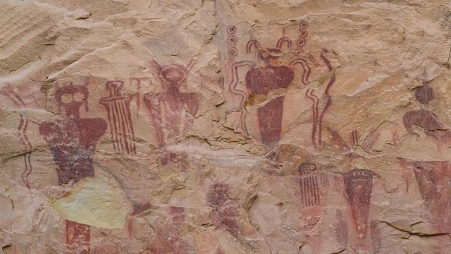Detail of Fremont's petroglyphs at Sego Canyon, Thompson Springs, Grand County. State of Utah in the United States of America