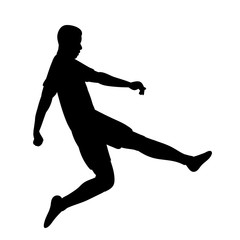 vector, on a white background, male soccer player black silhouette