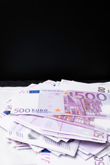 Big amount of Five hundred notes of European Union Currency background