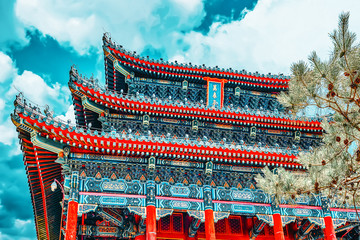 Jingshan Park, Pavilion of Everlasting Spring (Wanchun ting), near the Forbidden City, Beijing.Inscription translate- "Wanchun ting"