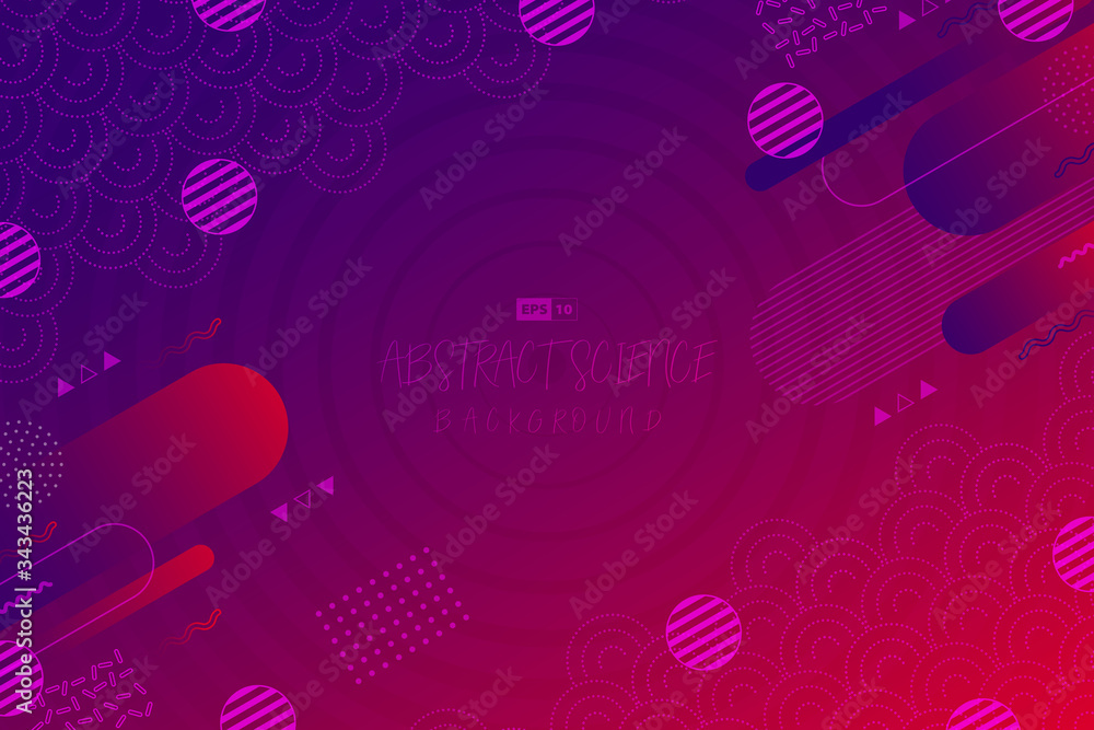 Poster abstract gradient purple and red science fluid design with geometric shape pattern background. illus