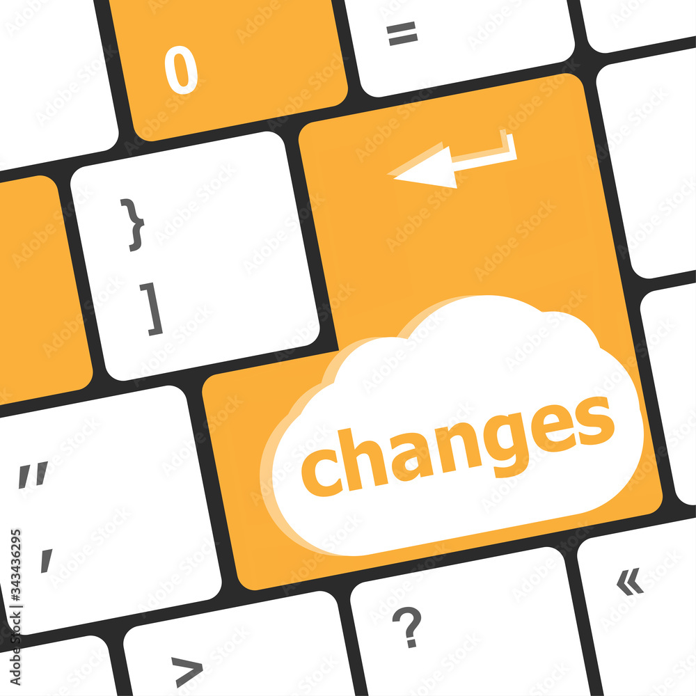 Poster changes ahead concept with key on keyboard