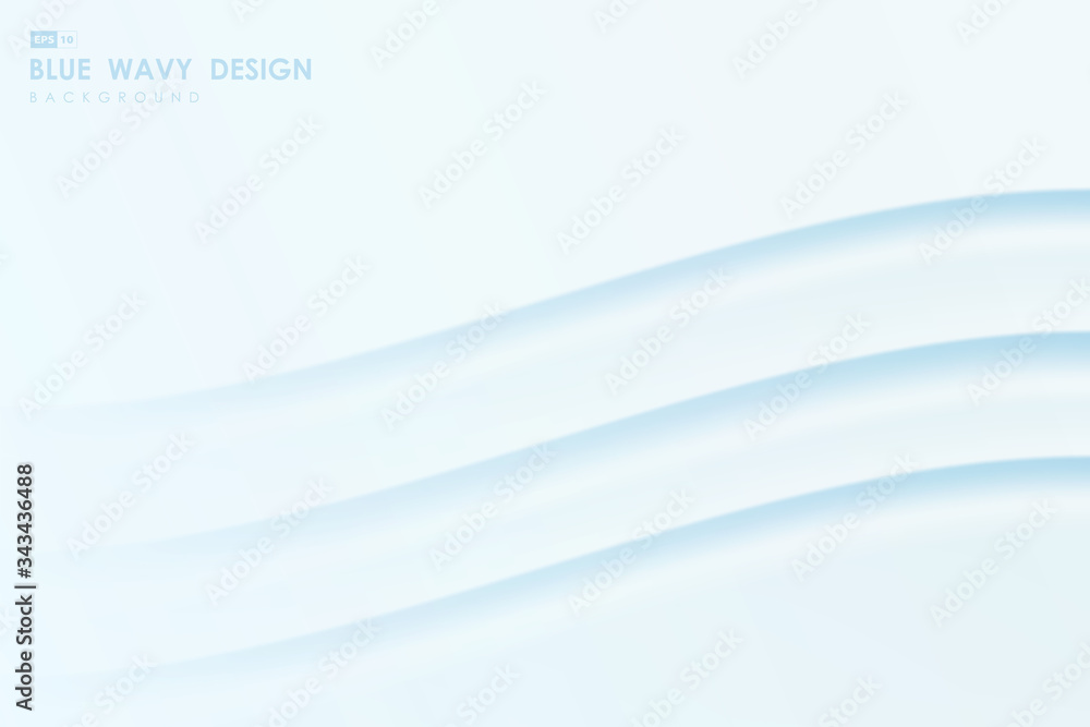 Poster abstract gradient blue wavy line pattern of minimal design artwork background. illustration vector e