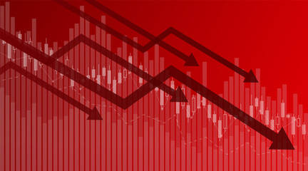 Fototapeta premium Crisis. Graphs and charts templates. Business infographics. Statistic and data, bankruptcy, financial crisis, money loss, down arrow, economy reduction. Financial chart. Vector illustration.