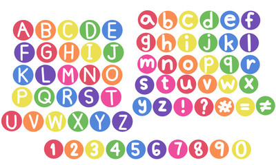 Colorful paper alphabet.Set of letters.English font and number.Clipping mask text.