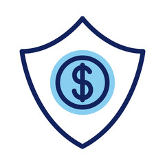 shield insurance with money symbol line and fill style icon