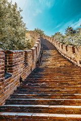Fototapeta na wymiar Stone staircase of Great Wall of China, section 