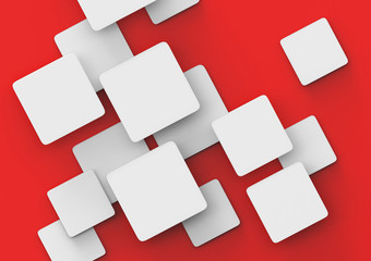 White squares on a red background. 3d render