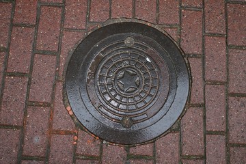 Sewerage hatch on the brickroad