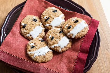 Oatmeal cookies with a virus protection mask