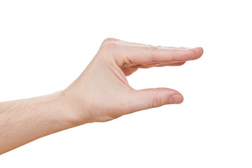 Hand to hold something, isolated on white Close up