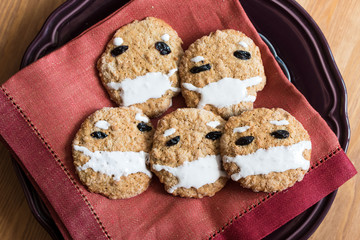 Oatmeal cookies with a virus protection mask