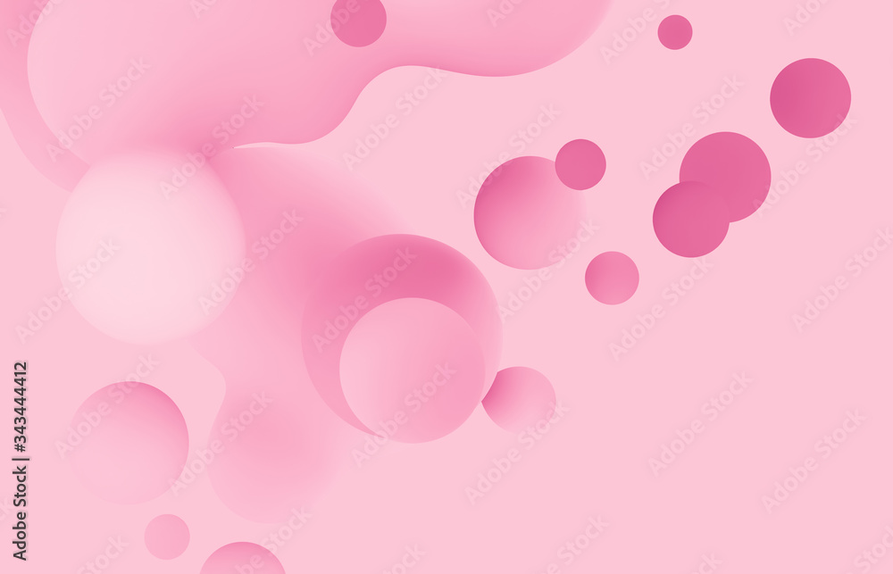 Poster Abstract 3d art background. Holographic pastel floating liquid blobs, soap bubbles, metaballs.
