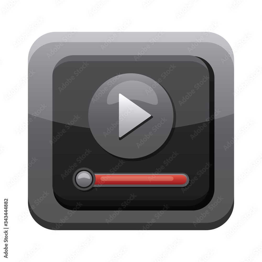 Poster media player app button menu isolated icon