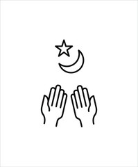 hand with moon and star icon,vector best line icon.