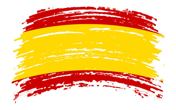 Spain Flag In Grunge Brush Stroke, Vector