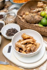 jamu herbal drink spice ingredient close up