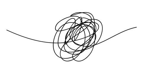 Scribble chaos line brush stroke, vector doodle sketch circle