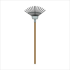 rake to collect gardening leaves. illustration for web and mobile design.