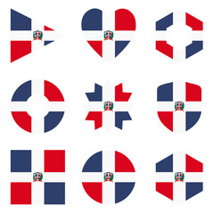 Set of nine form Dominican Republic. Vector icons. National flag of the