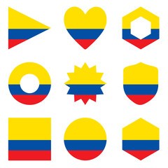 Set of nine form Ecuador. Vector icons. National flag of the