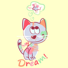 Cute little kitty vector character illustraiton. My dream collection